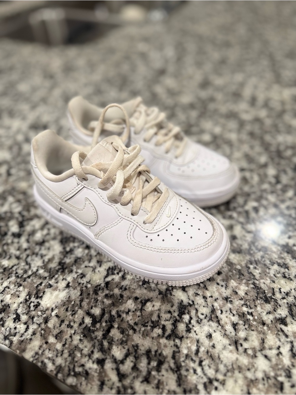 Nike Kids Low-Top Sneakers in White with Cream Accents